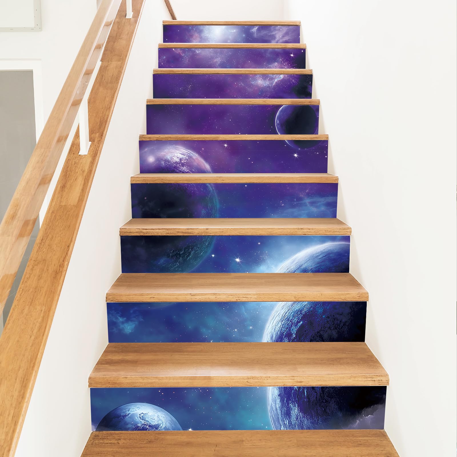 Stickers pour escaliers PLIGREAT motif ciel étoilé 18x100cm lot de 15 bandes de décoration