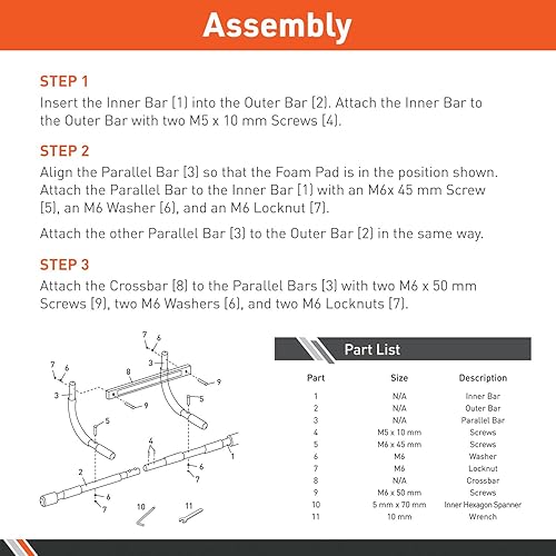 Miniatura 3 de Body Sport Barra de dominadas 3 en 1 para puerta, barra de entrenamiento de fitness para la parte superior del cuerpo, límite máximo de 300 libras,