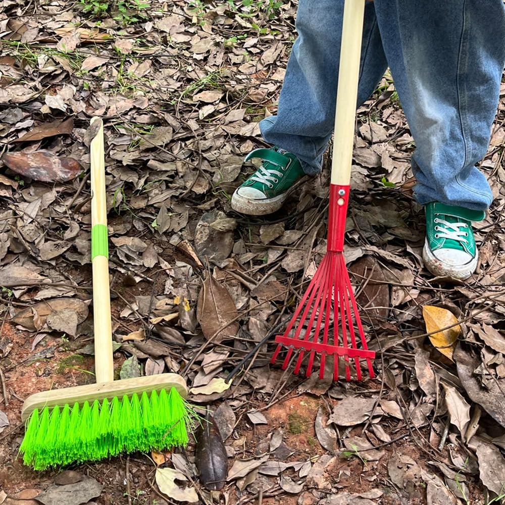 Rastrillo de jardín de Nueve púas con Mango de para jardinería