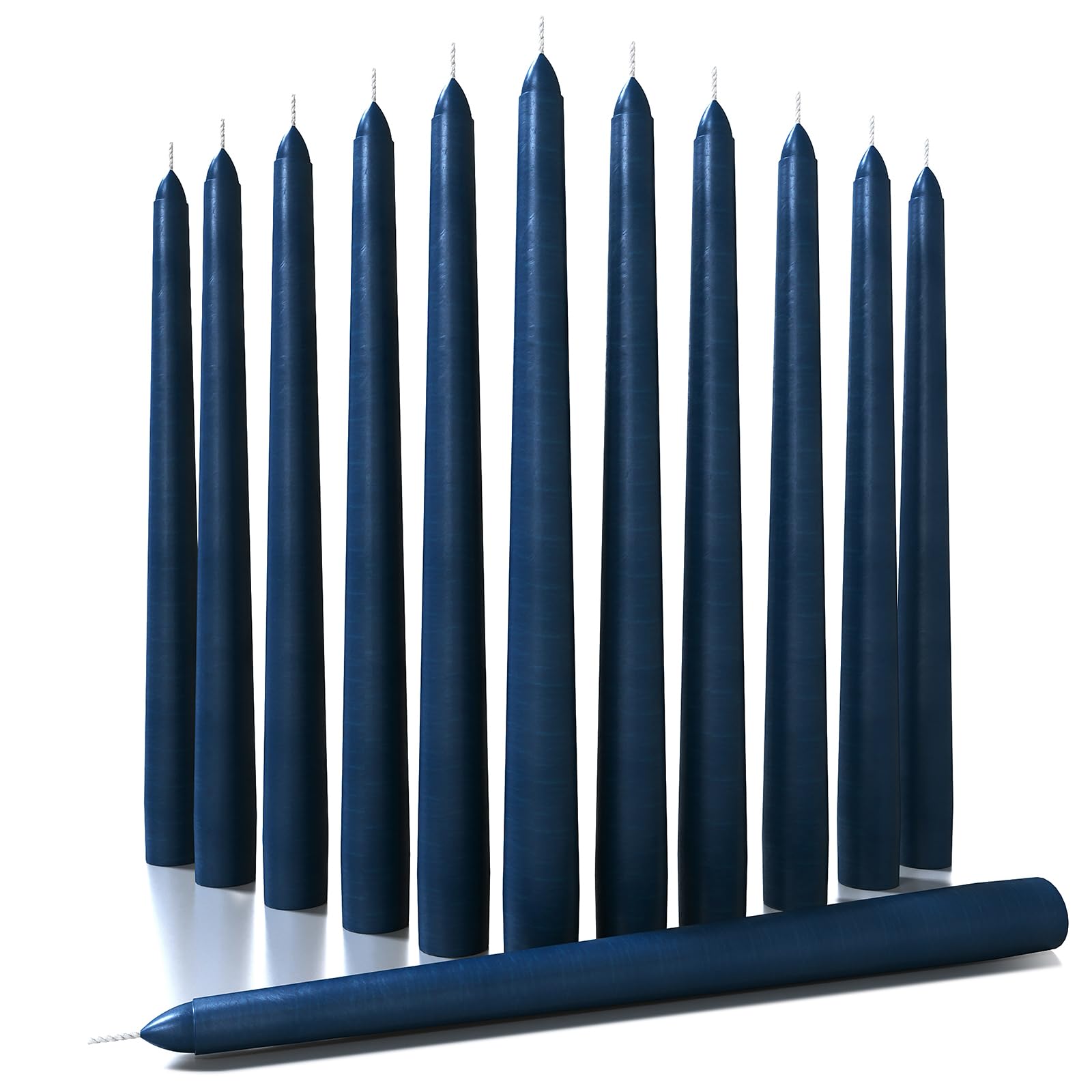 Candwax Dark Blue 30 Cm Taper Candles Set Of 12 - Dripless And Smokeless Candle Unscented - Slow Burning Candle Sticks Ideal As Dinner Candles – Candles