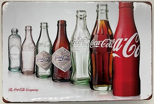 Cartel de hojalata  Póster de pared de metal  Colección de 7 botellas de Soda Cola de 8 x 12 pulgadas  Placa de arte decorativa para el hogar, bar,