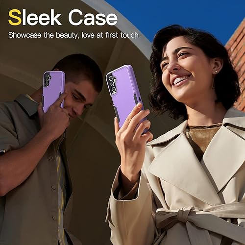 Miniatura 7 de Funda para Galaxy A14 5G a prueba de golpes y caídas, protector de pantalla, resistente protección para Samsung Galaxy A14 5G (morado y negro)