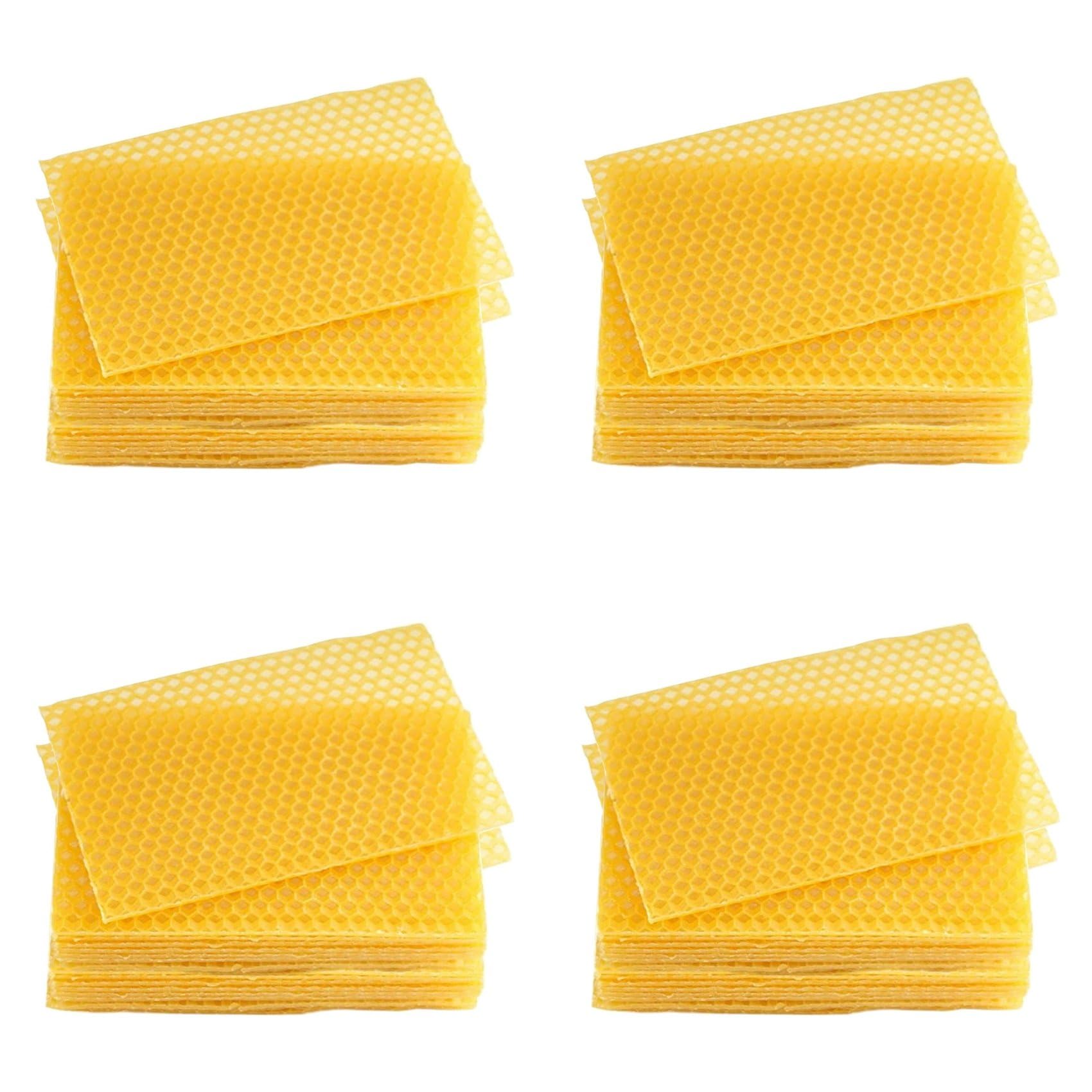 Jnchdghwa Yellow Beeswax Sheets 120Pcs Beeswax Foundation Sheets Wax Foundation For Bee Frames Natural Honeycomb Sheets Beeswax Sheets
