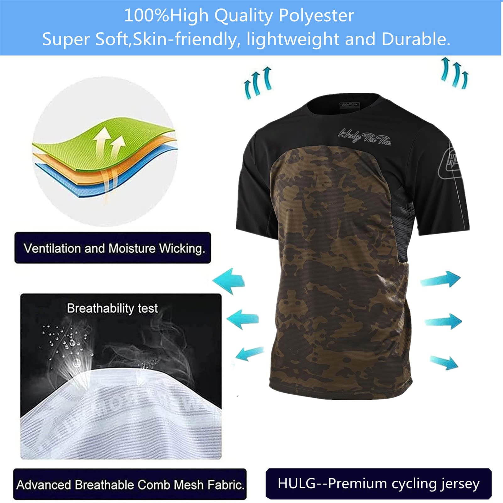Maillot Ciclismo Hombre Verano Maillot Bicicleta Montaña Bike MTB Camiseta con Mangas Cortas -para MTB Bicicleta De Carretera/Multideporte/Fitness