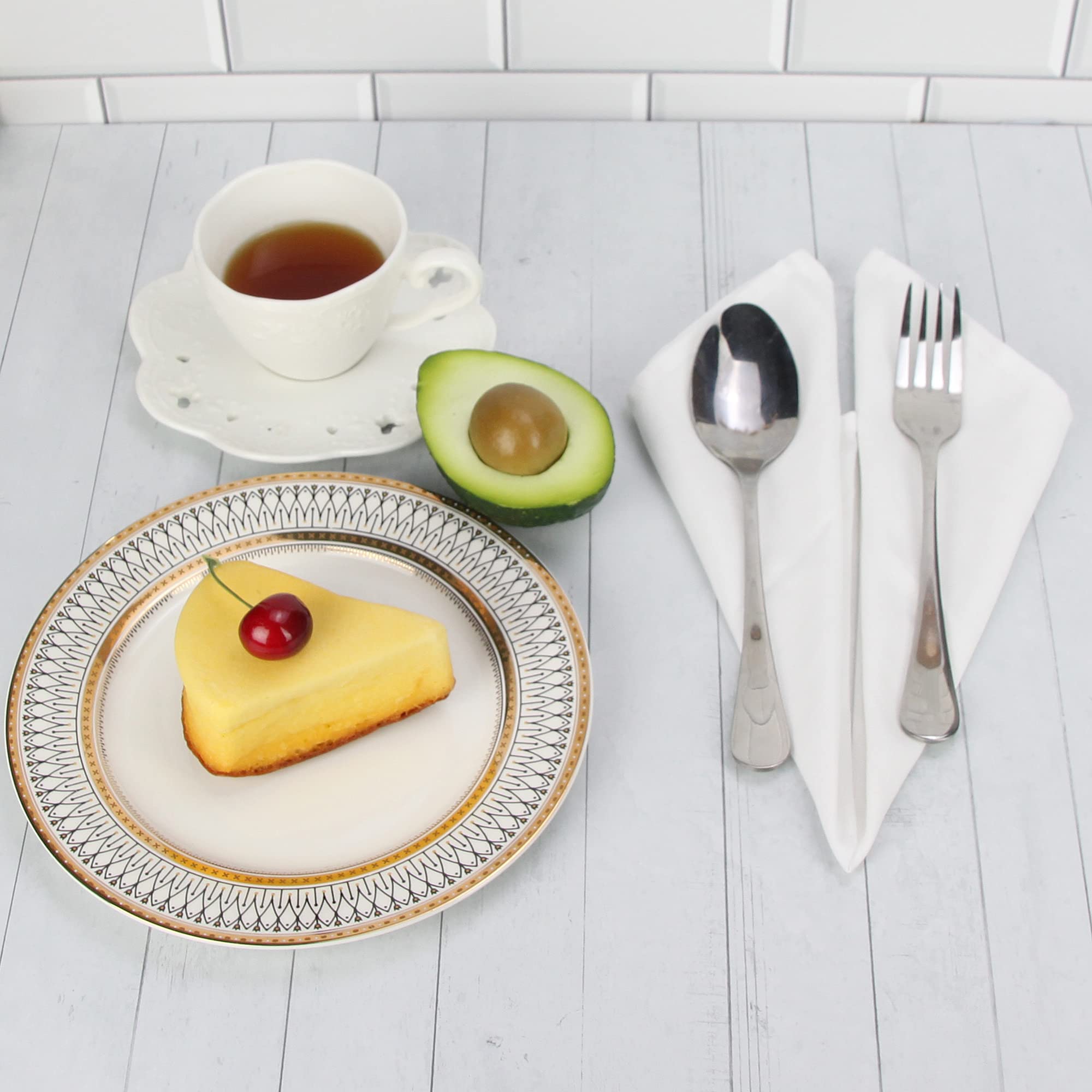 Solid Color Polyester Linen Blended Dinner Cloth Napkins - Set of 12 (40 x 40 cm) - For Events & Home Use (Pure White) - Image 3