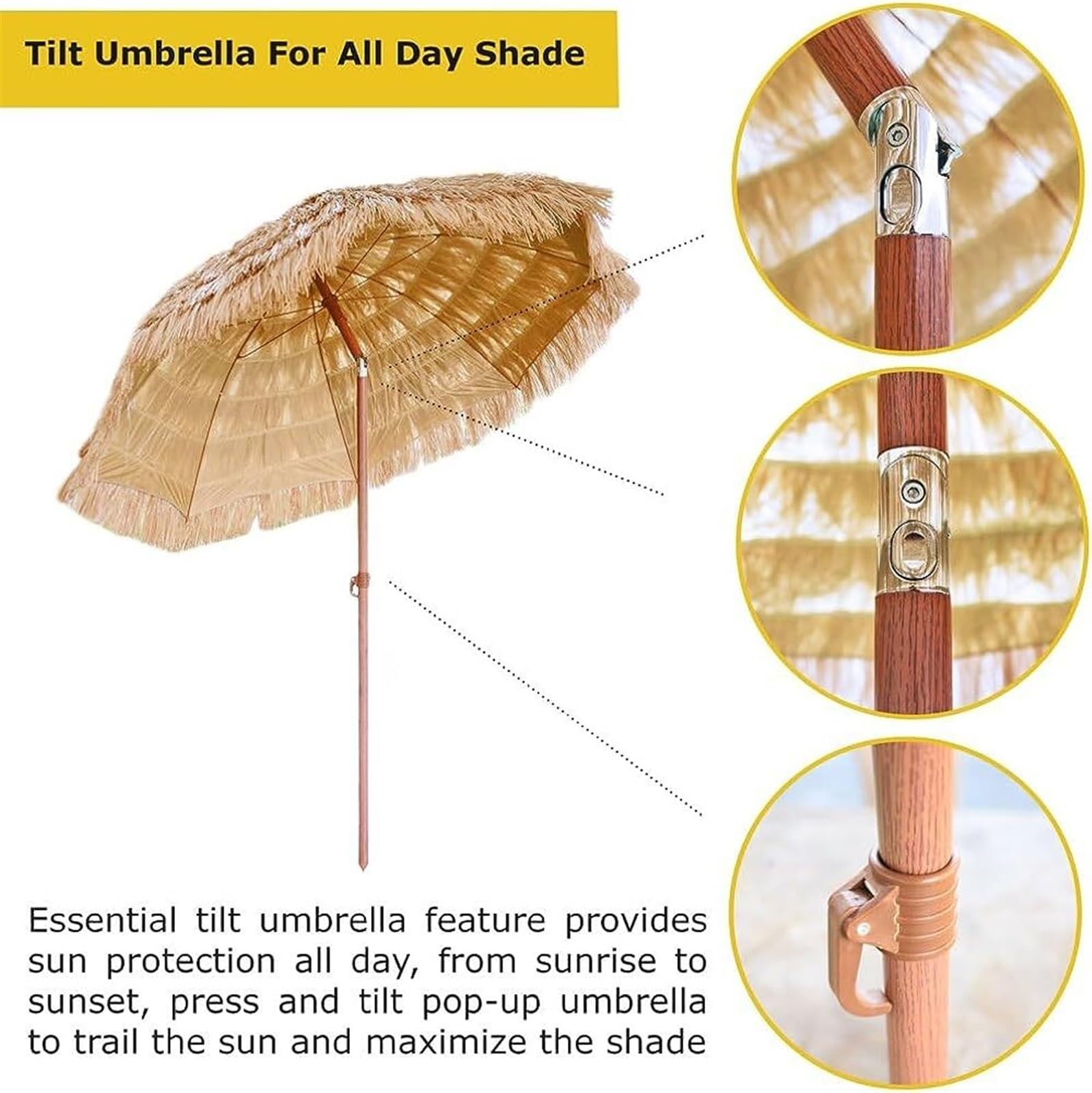 XYNSNDB Parasol Parasol ogrodowy Parasol rynkowy 6,5 ft Parasole tarasowe ół zewnętrzny Targowy baldachim do parasola do ogrodu Sztuczna słoma Parasol zewnętrzny Parasol plażowy Parasol ogrodowy