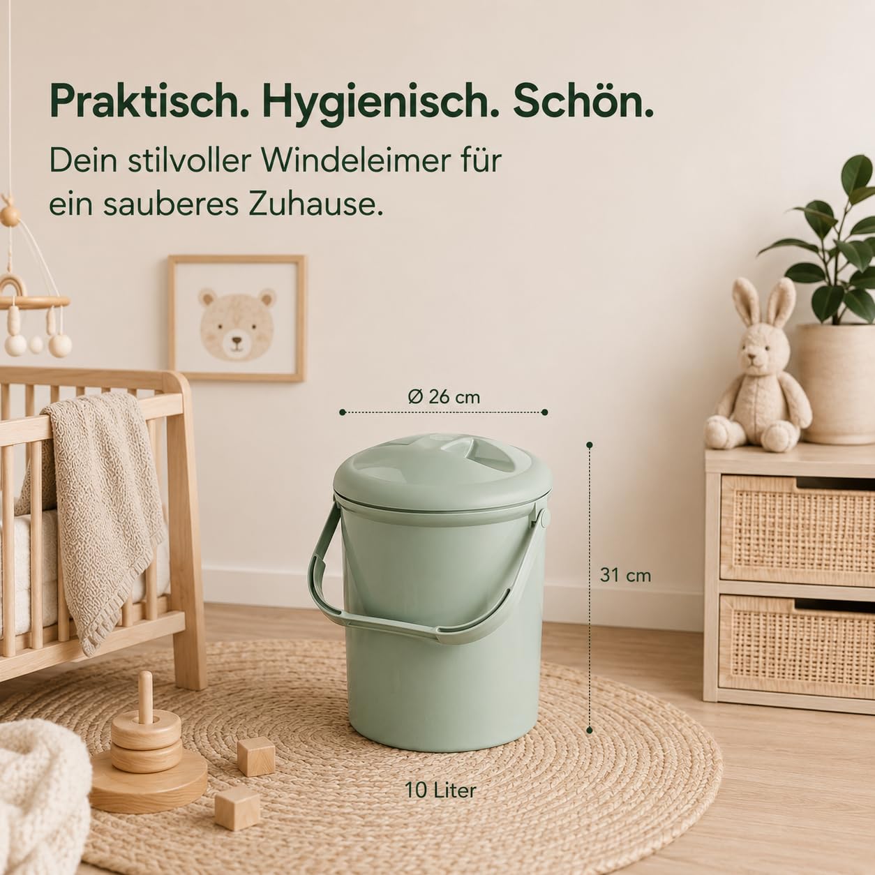 Bella Bambina kosz na pieluchy shale green