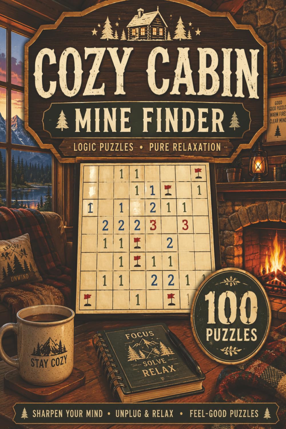 Cozy Cabin Mine Finder Puzzle Book: 100 Logic Grid Challenges for Relaxation and Brain Training