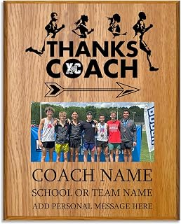 Personalized Coach Plaque - Custom Award with Name, Team Picture & Year - Coach Gift for Appreciation, Retirement, Soccer, Football, Baseball, Cheer (Cross Country, 9" X 12")