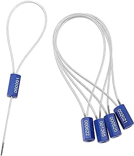 50 Pieces Steel Security Cable Wire Seals Disposable Steel Wire Seal Numbered Anti-Tamper Security Tags Electricity Meter/Water Meter Steel Wire Seal Self-Locking Shipping Padlock (Blue)