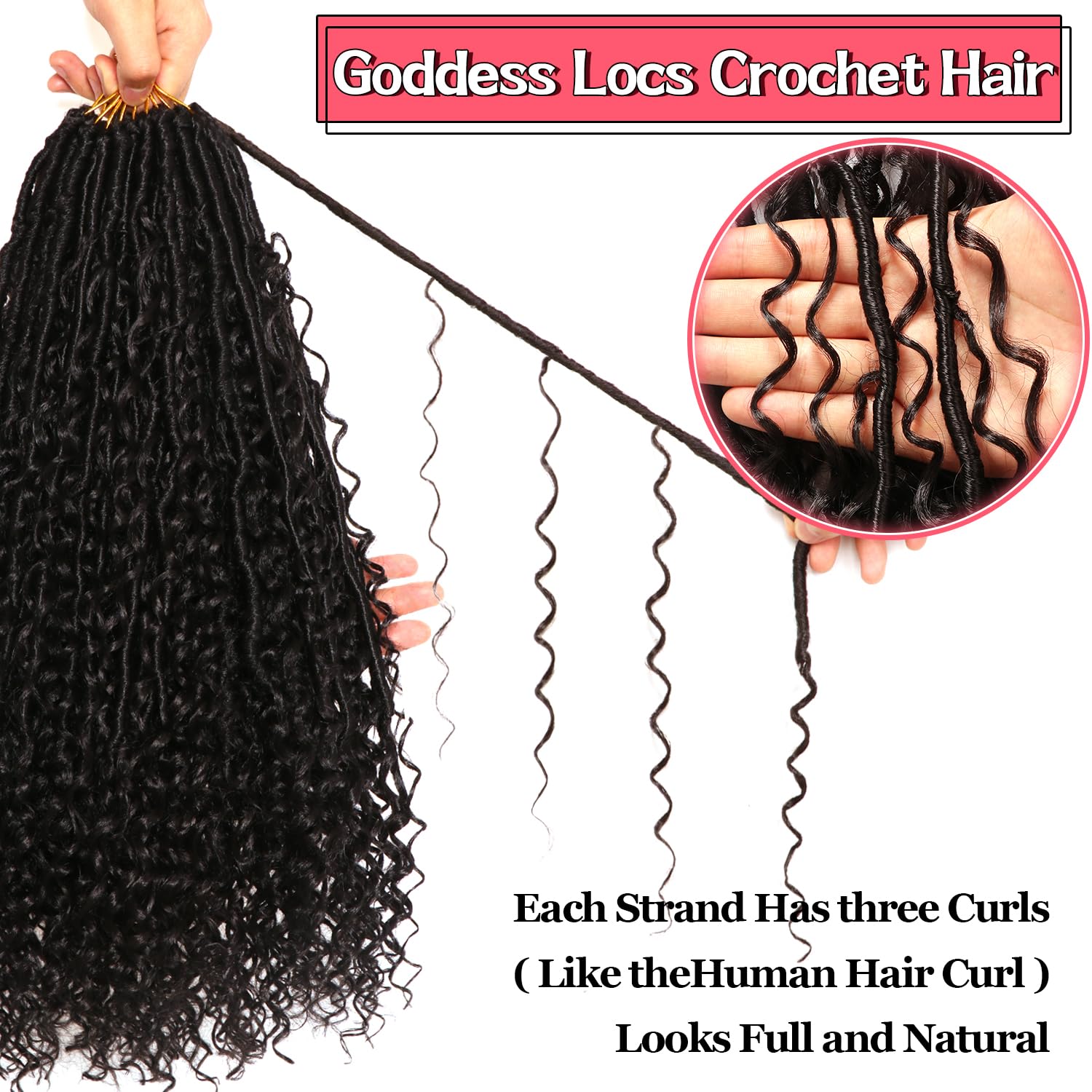 Goddess Locs Crochet Hair-18 Inch 8 Packs Boho Faux Locs Crochet Hair for Black Women Pre Looped Soft Locs with Curly Ends (#2, 18 Inch(Pack of 8))