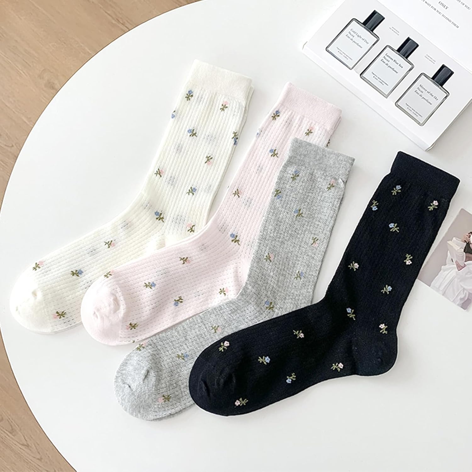 Women's Cute Crew Socks, Casual Athletic Cotton Bowknot Cherry Calf Novelty Socks for Women - Image 4