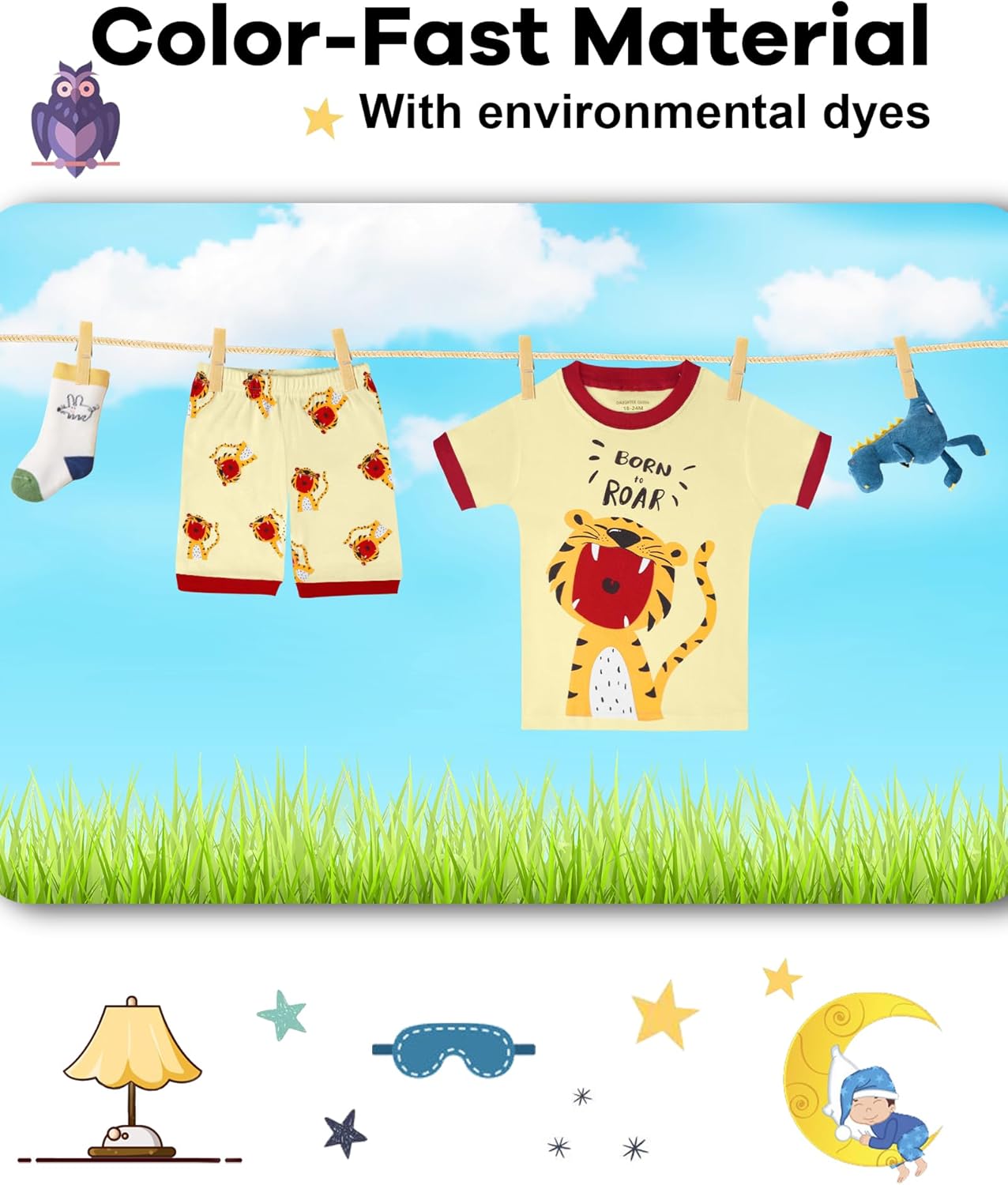 DAUGHTER QUEEN Boys Summer Pajamas Set 4 Pieces 100% Cotton Sleepwear Size 18 Months-12 Years - Image 7