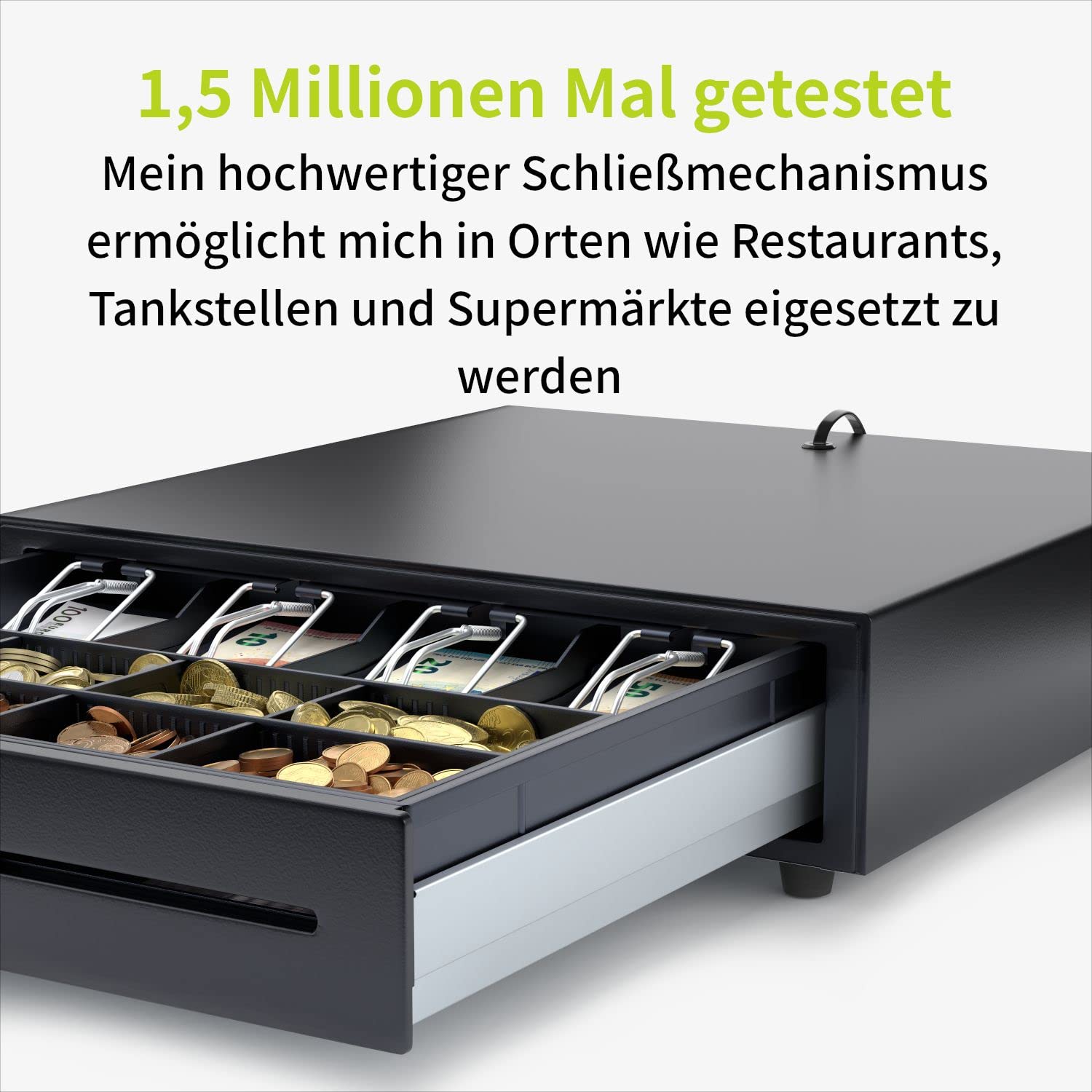 ACROPAQ Kassenschublade - Elektrische Öffnung mit RJ11 Anschluss, Kassenlade 41 x 41 cm, Unterbau geeignet - Kasse, Cash Register, Bargeldkasse - Schwarz