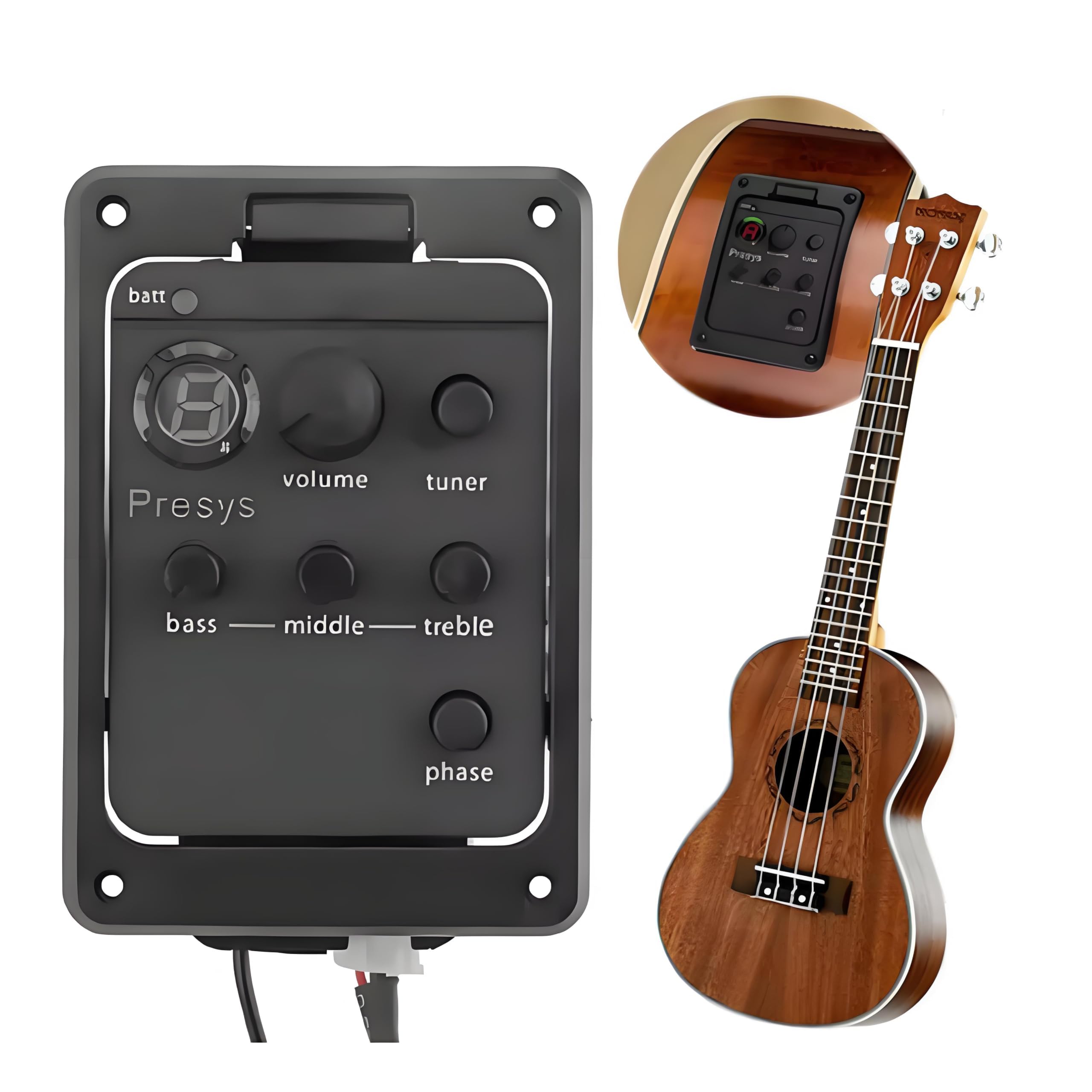 Préampli Guitare 3 Bandes Égaliseur de Guitare Acoustique Égaliseur Intégré Préampli Micro Tuner Outil de Guitare