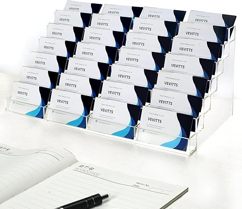 Miniatura 1 de Soporte de acrílico para tarjetas de visita para escritorio, múltiples tarjeteros, 28 ranuras, 7 niveles, organizador de tarjetas de visita grande,