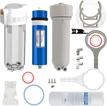 400 GPD RO Membrane with Reverse Osmosis Membrane Housing & Whole House Water Filter Housing Clear Set for Maple Syrup Reverse Osmosis System