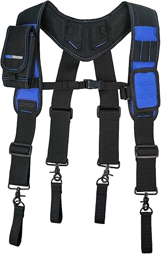 Miniatura 3 de MELOTOUGH Cinturón de trabajo magnético con tirantes acolchados para cinturón de herramientas con pulsera magnética para constrcución, carpintero,