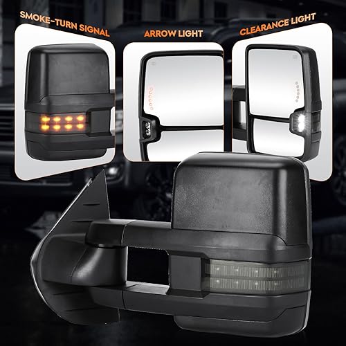 Miniatura 5 de Youxmoto Espejos de remolque aptos para Chevy 2007-2013 para GMC Silverado Sierra 1500 2500HD 3500 espejos para camioneta SuburbanAvalancheYukon,