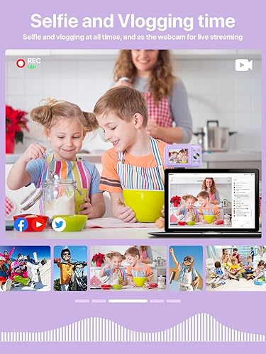 Miniatura 4 de Cámara digital, FHD 1080P para niños con tarjeta SD de 32 GB, zoom digital 16X, cámara pequeña portátil, cámara compacta de apuntar y disparar, mini
