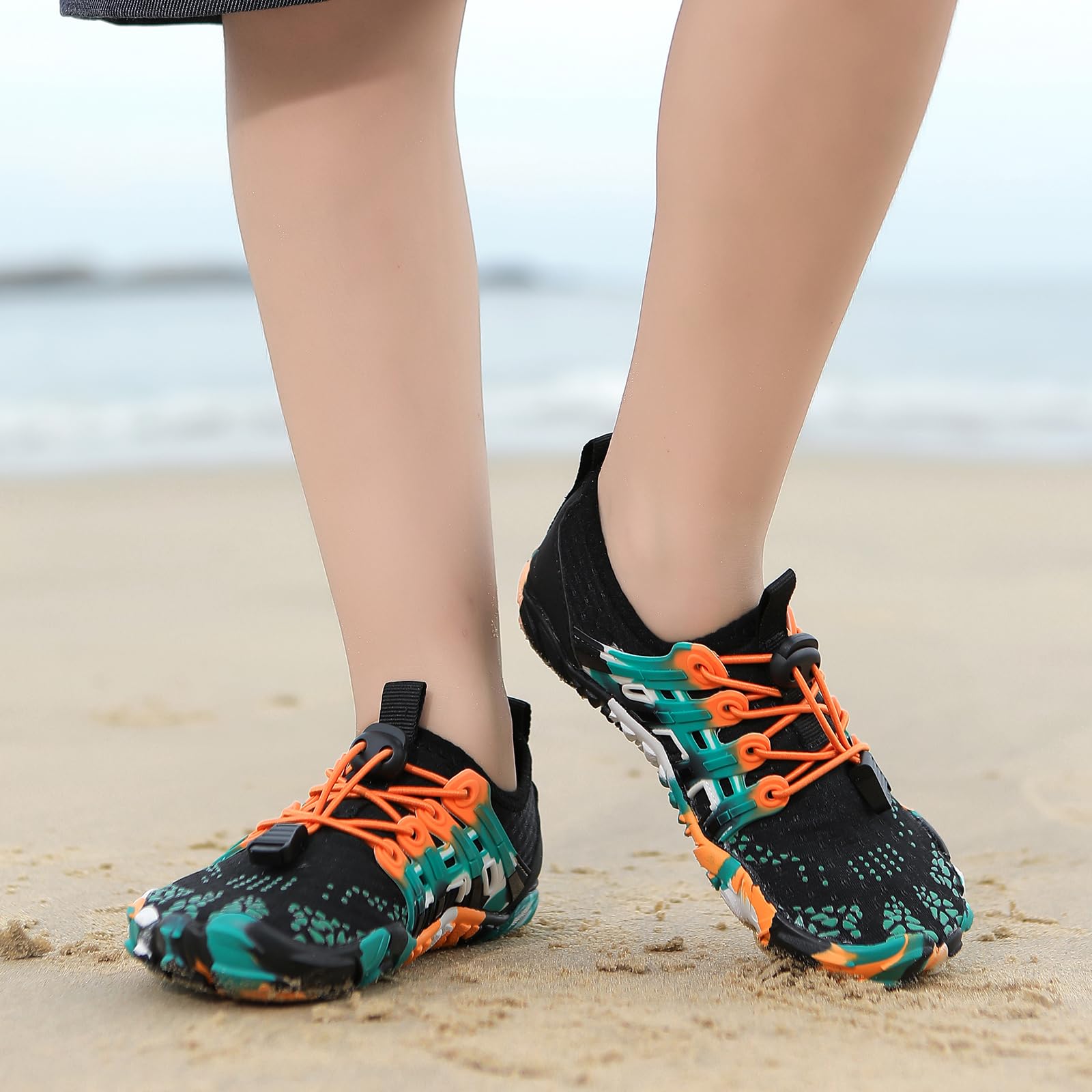 Tolaler Escarpines Niño Niña Calcetines de Piscina Zapatos de Agua Antideslizante Secado Rápido Zapatos de Playa Descalzo Unisex Bebé Verano Barefoot Calzado para Natación Surf