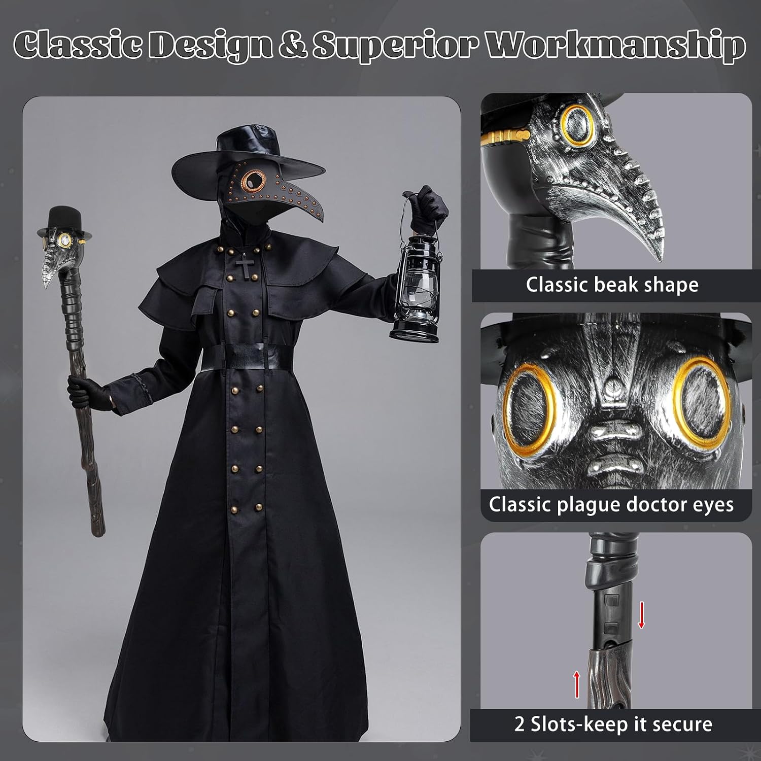Plague Doctor Cane Prop Costume Accessories Doctor Staff Halloween Vintage Stick Dress Cosplay Party