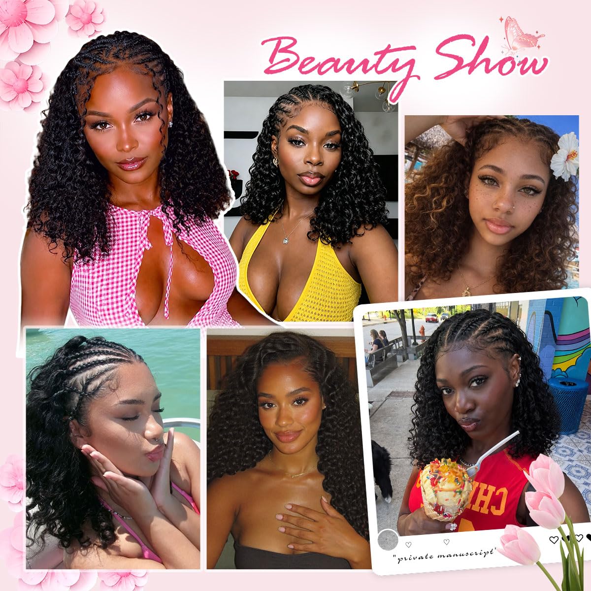 Feather Crochet Hair Extensions,14 Inch 100 Strands Black Miracle Knots Crochet Hair for Black Women,Human Hair Blend Synthetic Deep Wave Crochet Pre-Separated Invisible Crochet Hair.