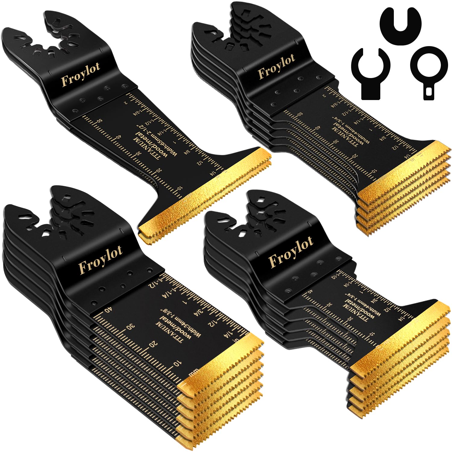 18PCS Titanium Oscillating Saw Blades KitS, 2X Life Universal multi tool Blades for Metal, Cutting Wood, Nail, Plaster Wall, Blades for Multi-tool Fit DeWalt Bosch Milwaukee Ryobi Rockwell Fein Makita