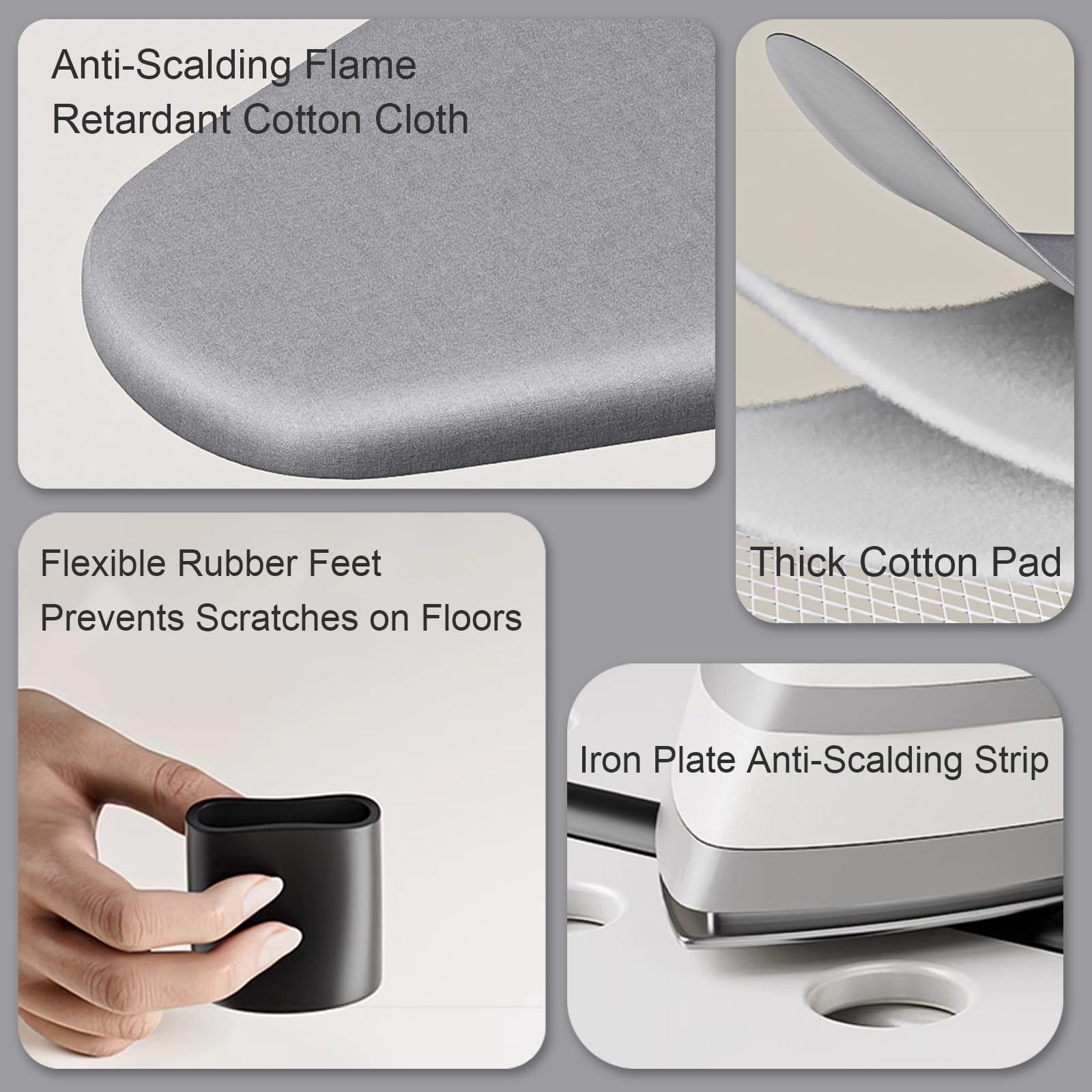 Tabla de Planchar Plegable de Pie con Soporte para Mangas Pequeñas, Ironing Board Ajustable y Resistente con Soporte para Plancha(Large)