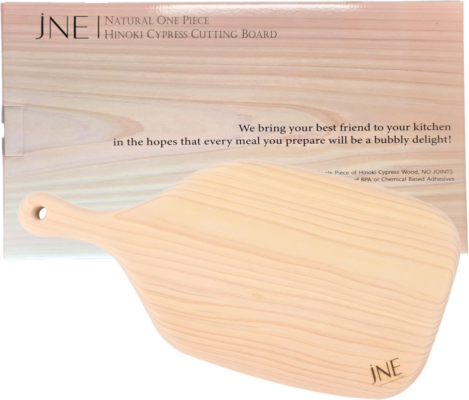 Hinoki Cypress Reversible Wood Cutting Board, 17.2" x 8" x1", Chopping Board, Bread and Cheese Board, Serving Board, Solid Single Piece, No Joint, No Glue