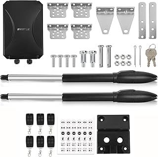 Automatischer Flügeltorantrieb Doppelflügeltorantrieb, 50W 600kg Toröffner Drehtoröffner Set Max 6m, 300kg / 3m pro Flügel mit 6 Fernbedienungen 2 Schlüssel