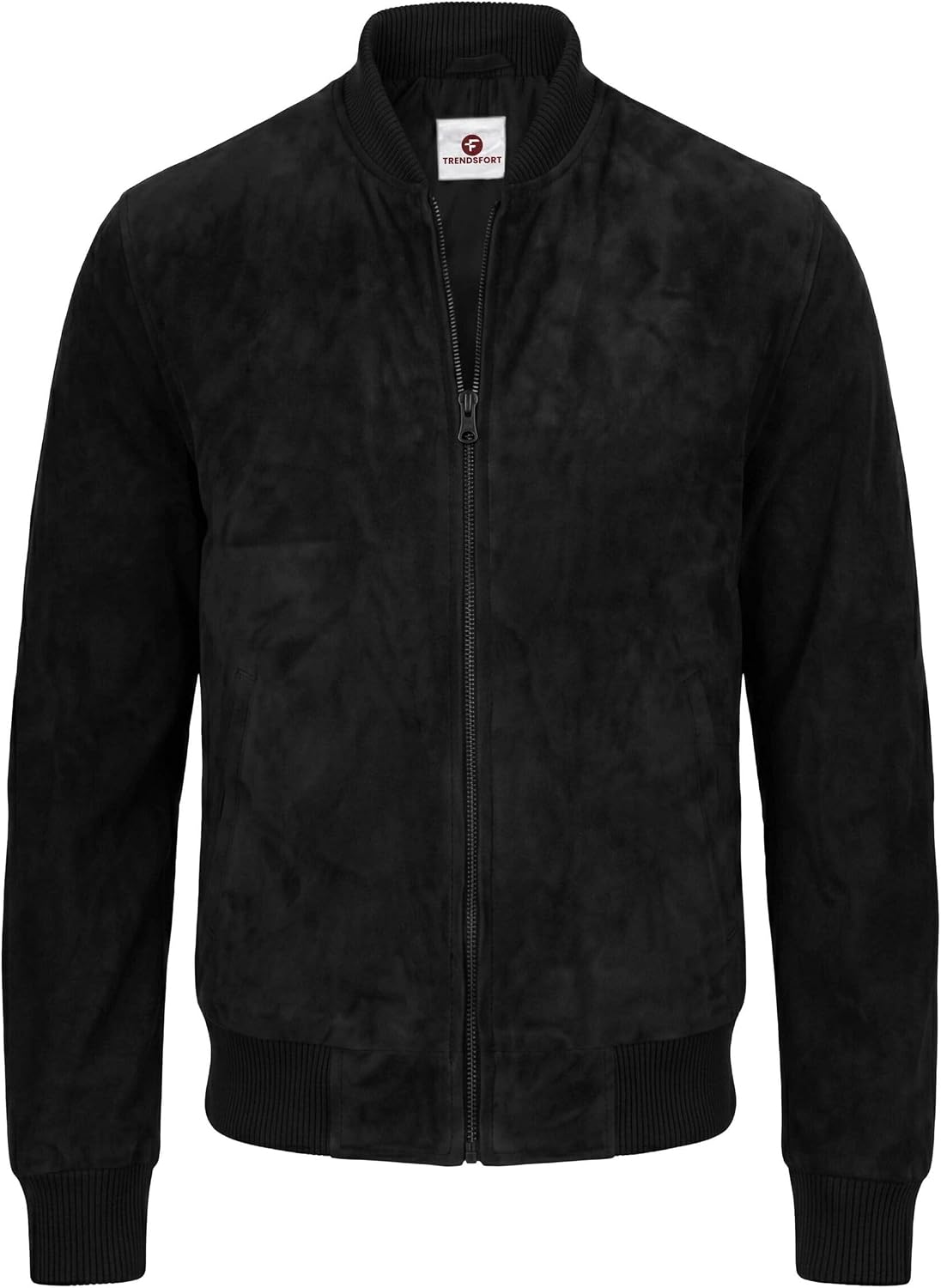 Men's Vintage Suede Bomber Jacket - Lightweight Faux Leather Zip Up Coat Classic Style