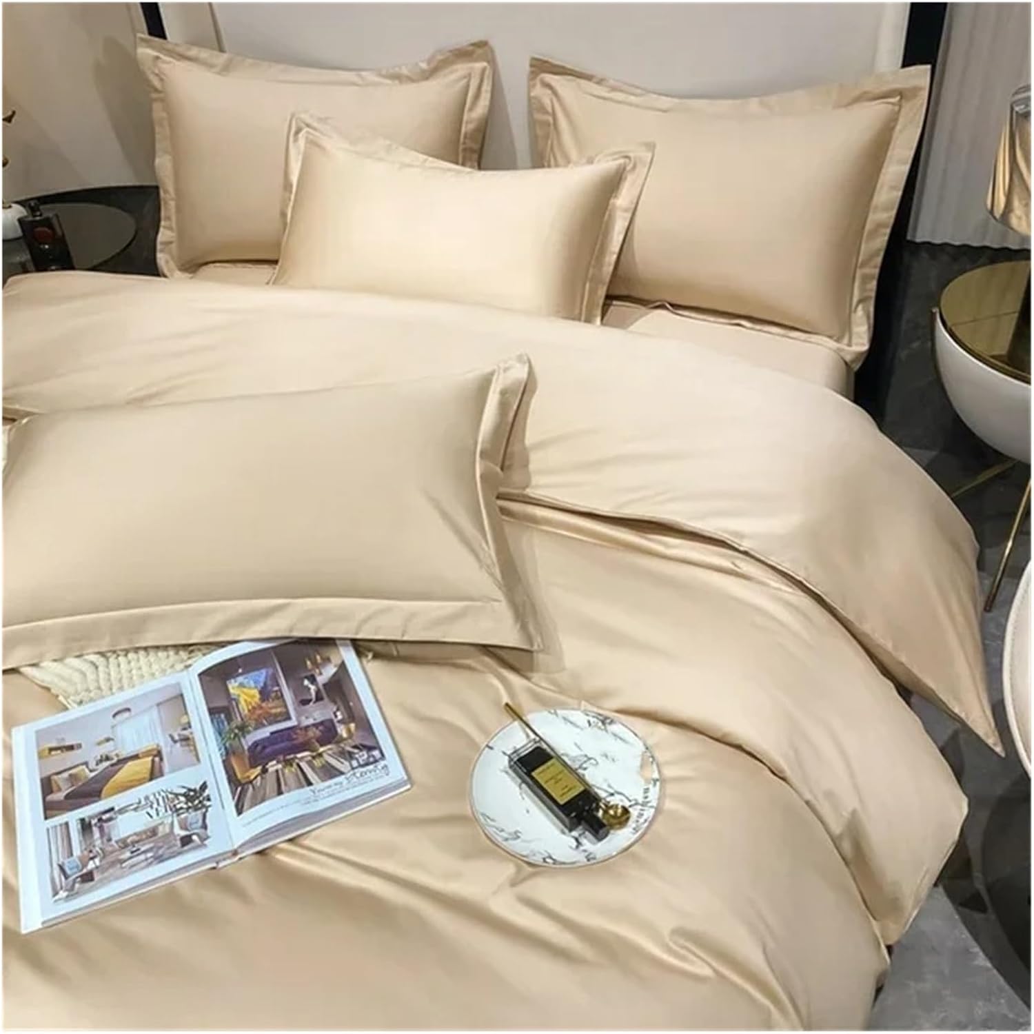 4pcs Set Luxury Bedding Set Egyptian Cotton Duvet Cover Set Single Double Queen King Bed Cover Soft Quilt Cover Pillowcase,Bed, MM-102