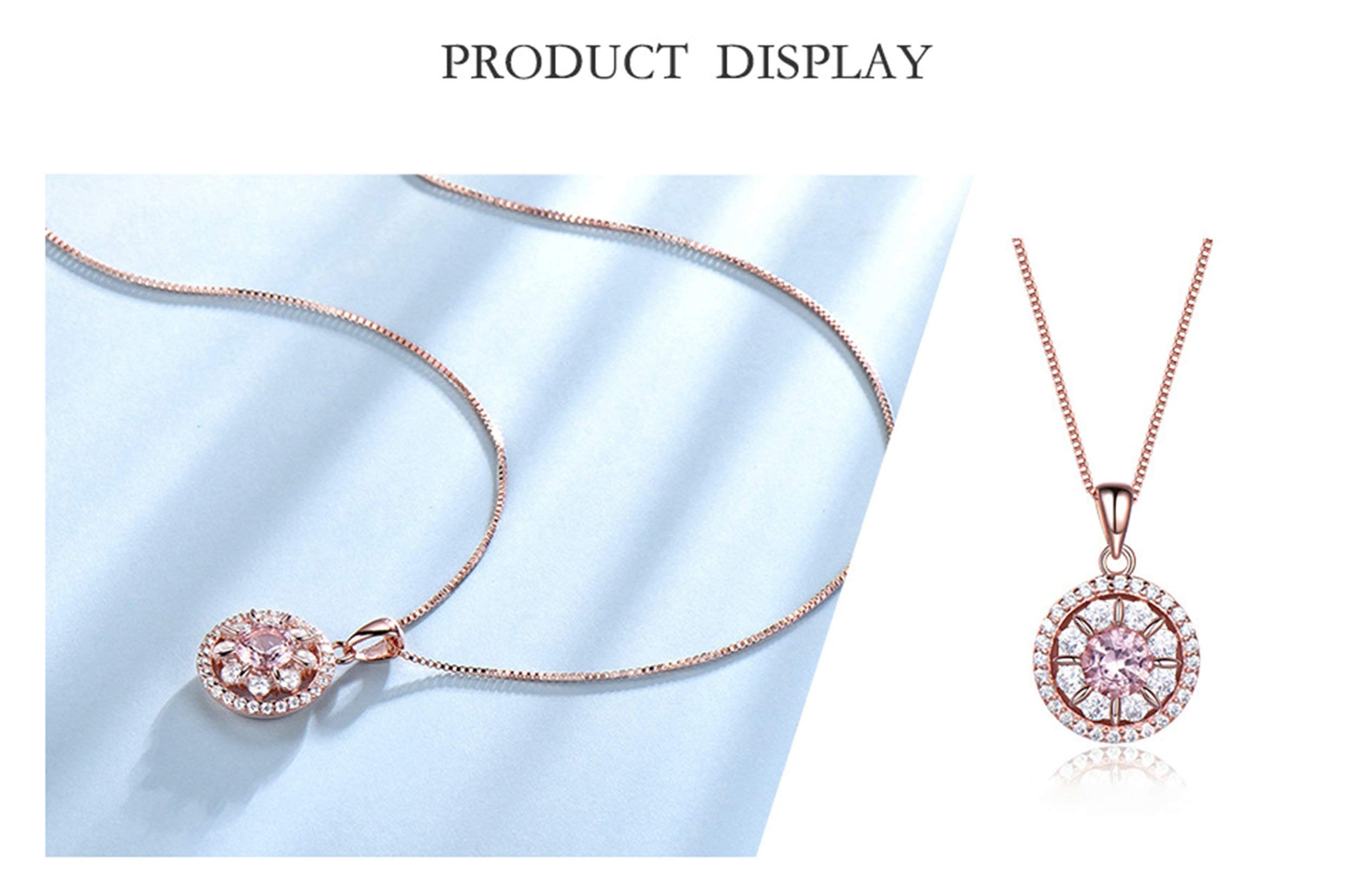 Anello Donna, Collana Argento Donna Fiore in Argento 925 Set Orecchino Collana E Anello per Donna Donna Zirconia Cubica Rosa
