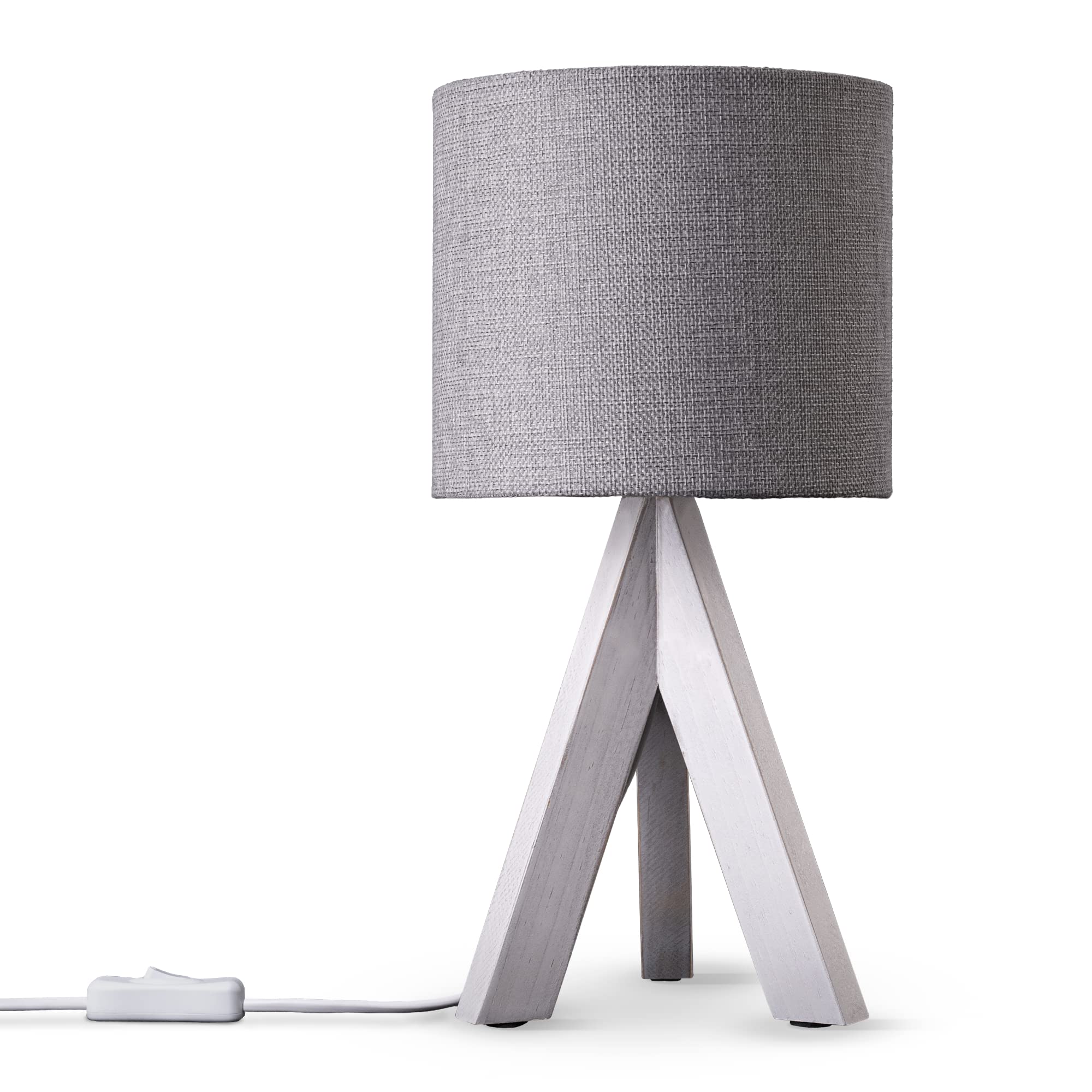Paco Home Tischlampe Nachttisch Deko Wohnzimmer Leselampe Tischleuchte Nachttischlampe Schlafzimmer E14 Fassung Stoff Lampenschirm Mit Schalter Holz