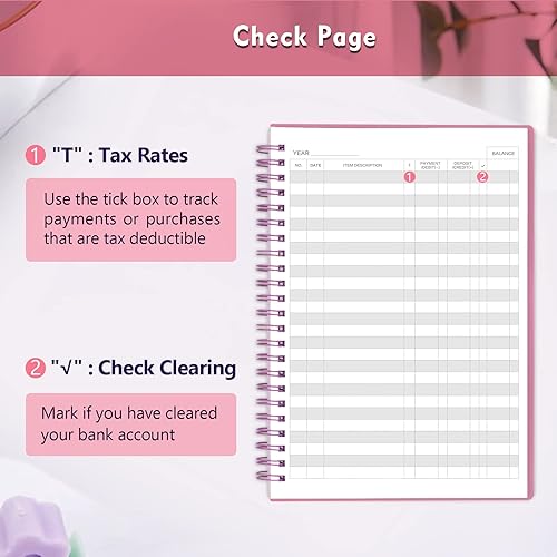 Miniatura 3 de Registros de cheques para chequera personal, libro de registro de cheques grande en espiral, planificador de presupuesto con registro de cheques