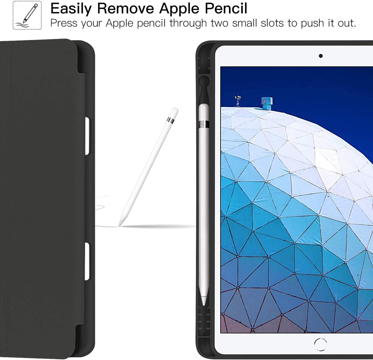 ZtotopCase Case for iPad Air 3rd Generation 2019/iPad Pro 10.5 Inch 2017 with Pencil Holder, Stand Cover with Auto Sleep/Wake for Air 3rd Gen, Black