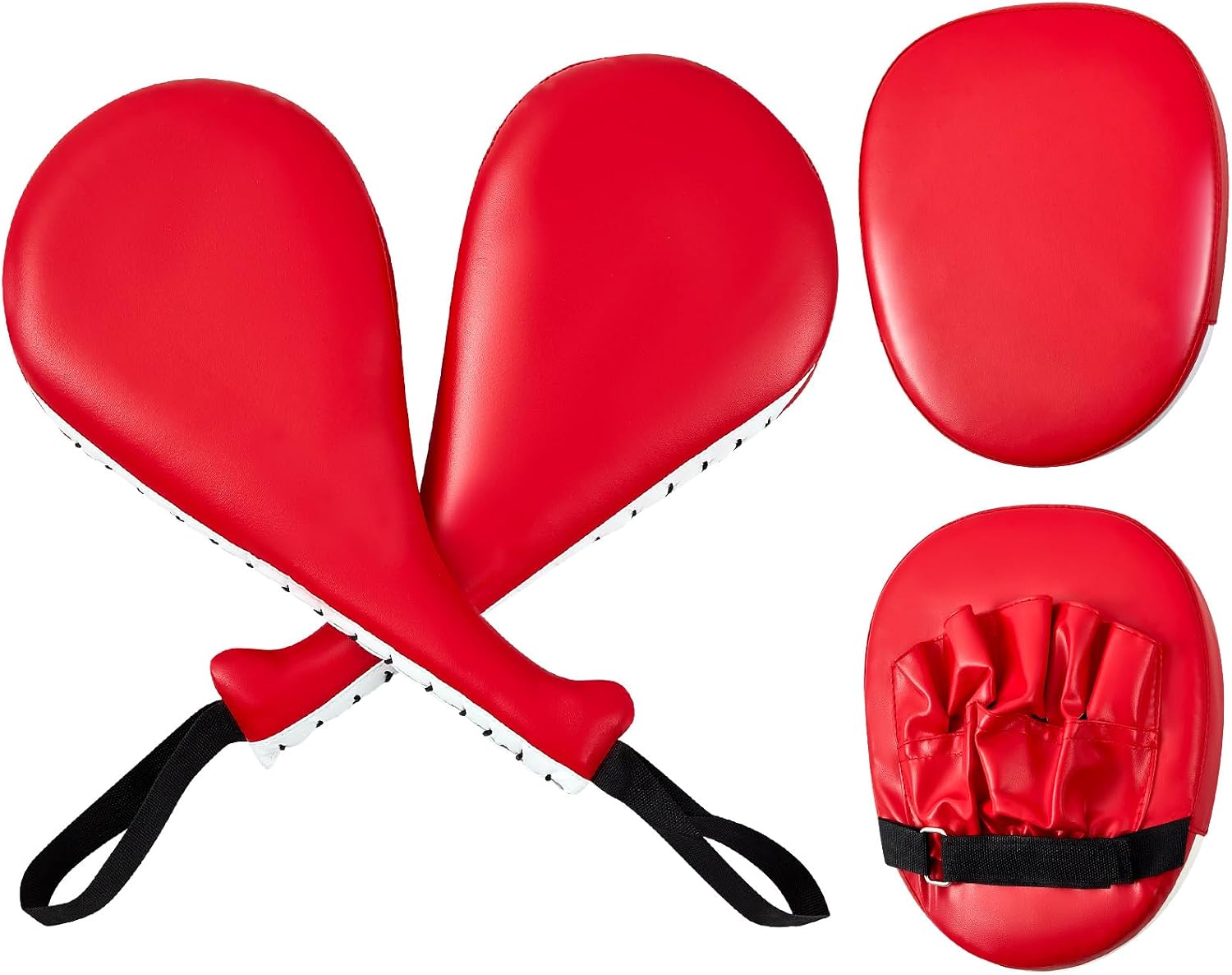 Poen Taekwondo Kick Pads Set: 4PCS Focus Mitts & Double Kick Paddles for Karate Kickboxing MMA Training - Kids Adults Home Gear