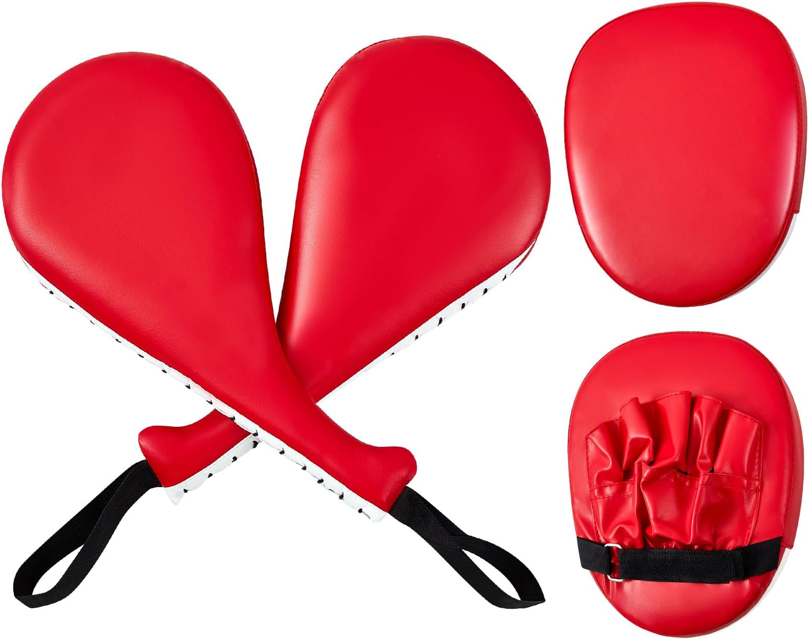 Poen 4 Pcs Taekwondo Kick Pads Set with Focus Mitts and Double Kick Paddle, Martial Arts Training Equipment for Kids Adults, Karate Kickboxing Punching and Kicking Practice Gear
