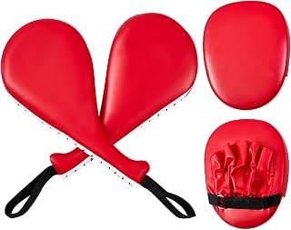 Poen 4 Pcs Taekwondo Kick Pads Set with Focus Mitts and Double Kick Paddle, Martial Arts Training Equipment for Kids Adults, Karate Kickboxing Punching and Kicking Practice Gear