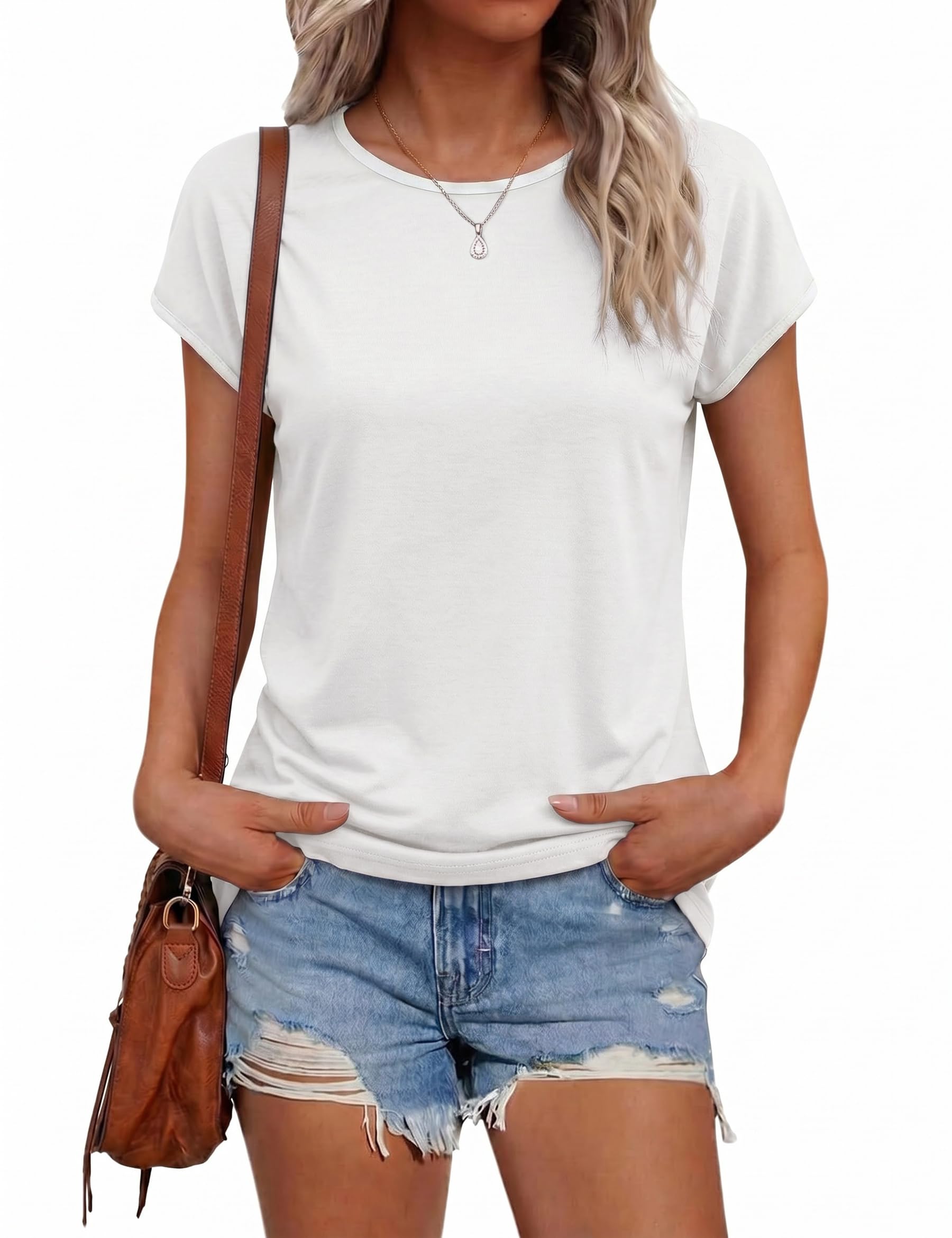 Leversic Basic Tshirt Damen Kurzarm Sommer Rundhals Leichte Oberteile | Bequem Casual Klassisch Hautfreundlich Oberteil Basic Komfort Elegant Shirt Modisch Vielseitig Tops