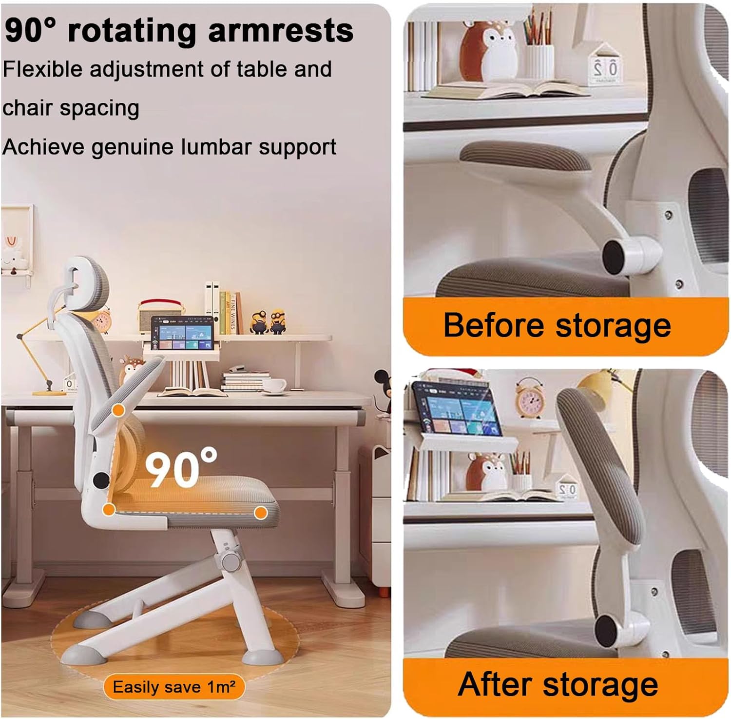 Kids Desk Chair, Study Chair for Boys Girls with Height Adjustable, Mesh Task Student Chairs for 120-170cm, Growing Teen Office Chair for Home/School/Office