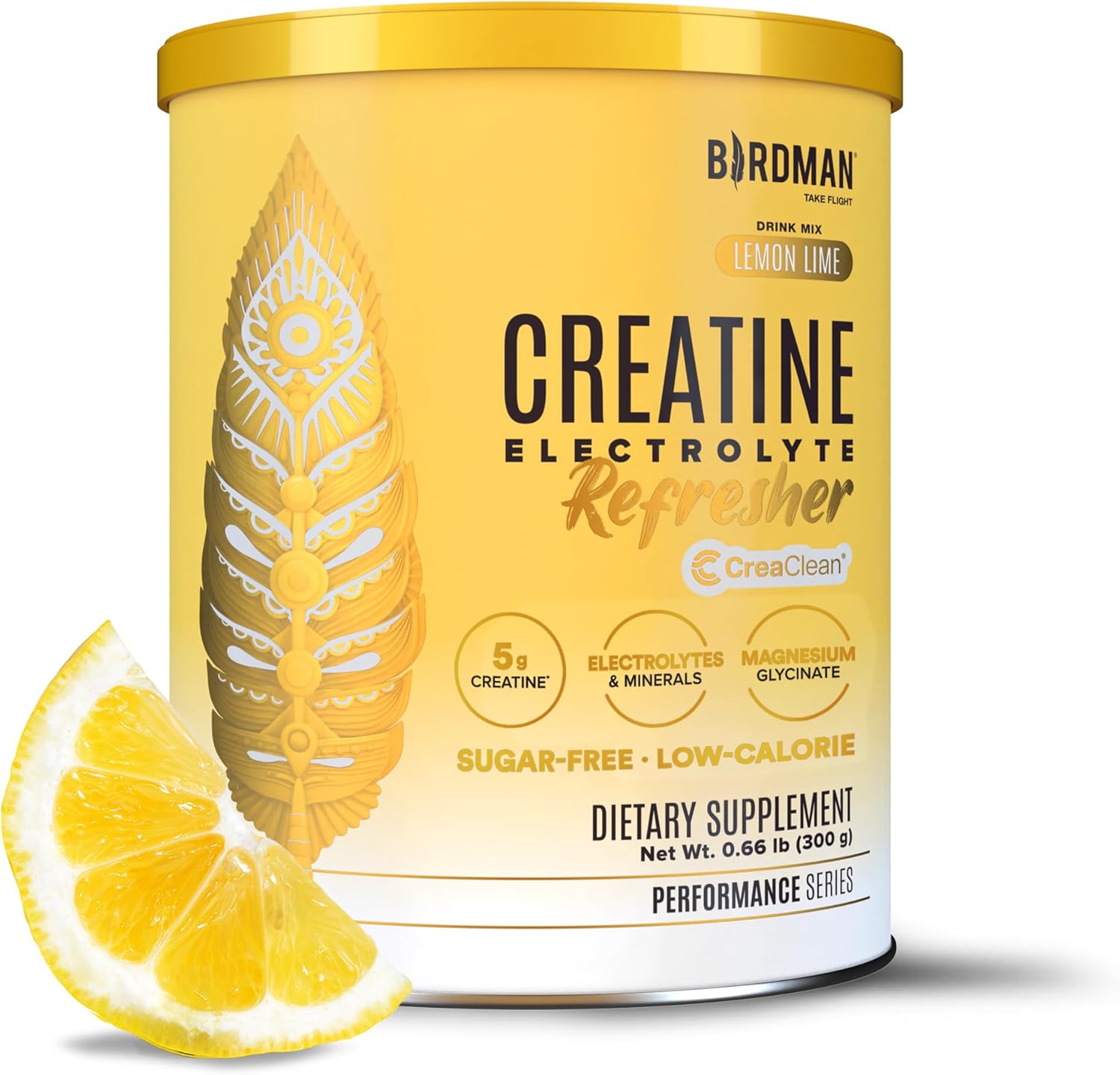 BIRDMAN Creatine Refresher | Creatine Monohydrate Powder with Electrolytes, Magnesium Glycinate & Vitamins | Creaclean Seal | Sugar Free, Low Calorie | Lemon Lime | 30 Servings