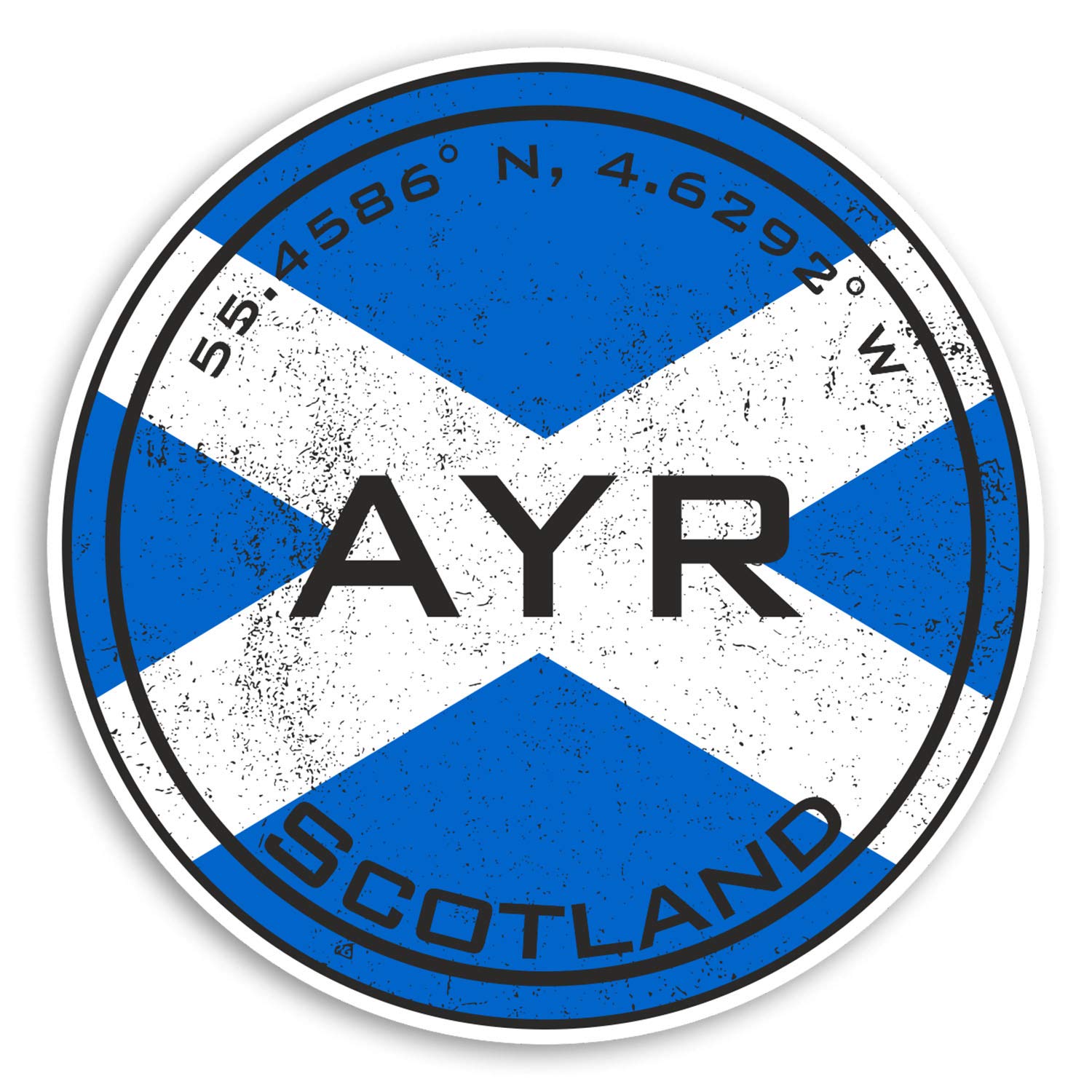 Destination Vinyl Ltd Multi 2 X 10Cm Ayr Scotland Vinyl Stickers - Scottish Flag Fun Sticker Luggage #20447 (10Cm Wide)