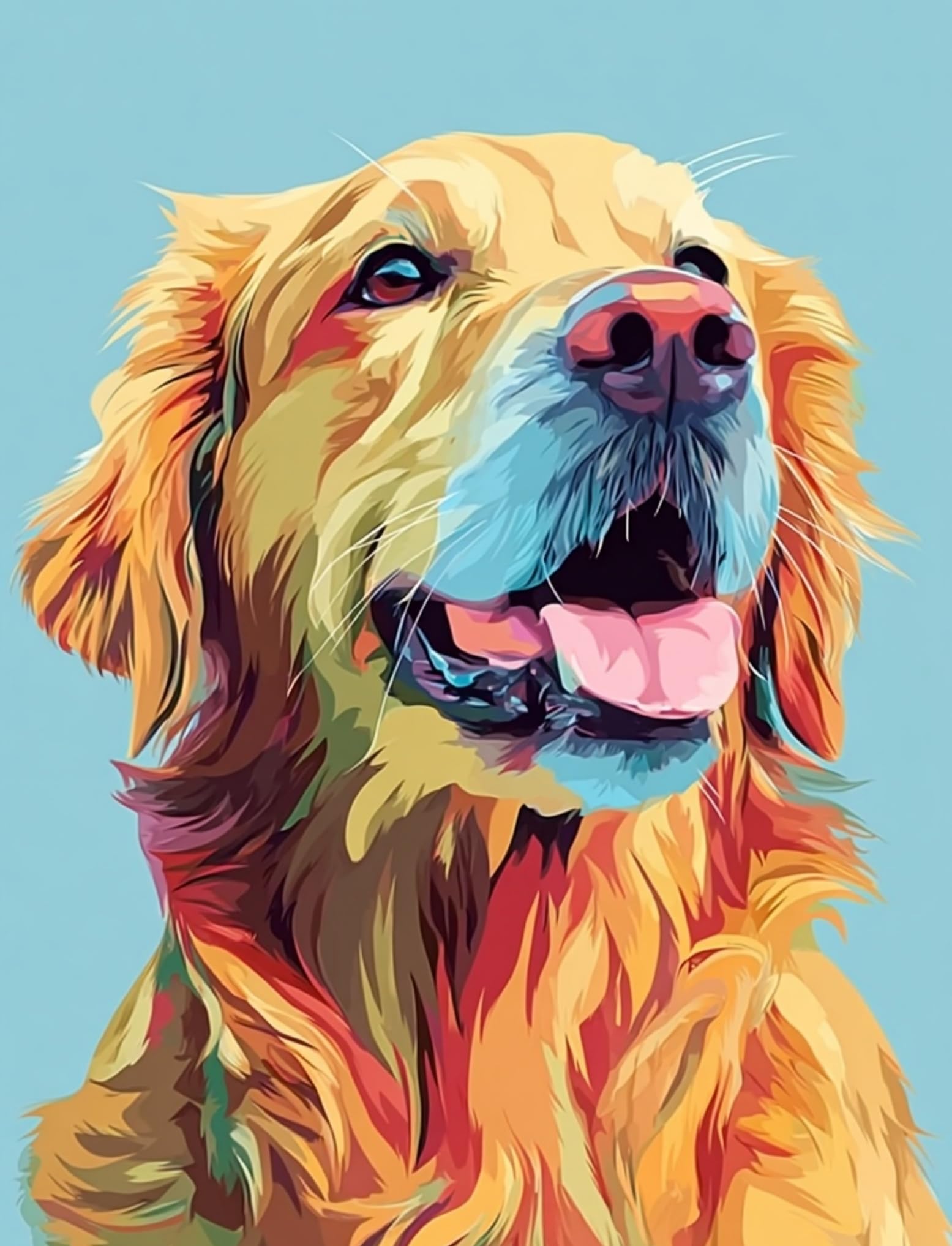 WANGWANGMIAO Paint by Numbers Kits for Adults,Colorful Golden Retriever Painting by Number Kits On Canvas,DIY Color Acrylic Oil Paints Home Wall Decor 16x20inch/40×50CM，with Frame