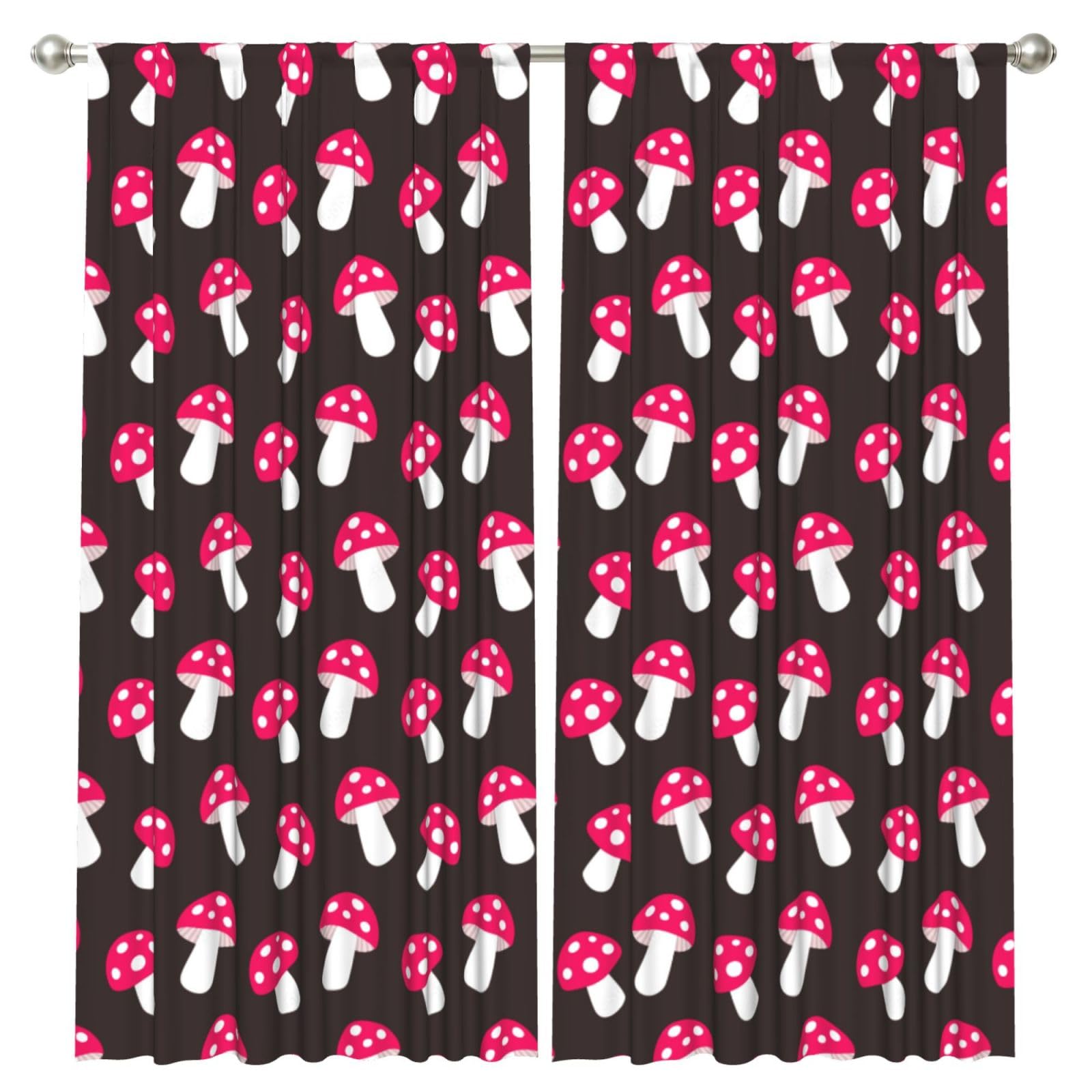 InOmak Mushroom Fungus Pattern, 2 Panels Window Curtains 52 x 84 Inch Blackout Curtains for Living Room Bedroom