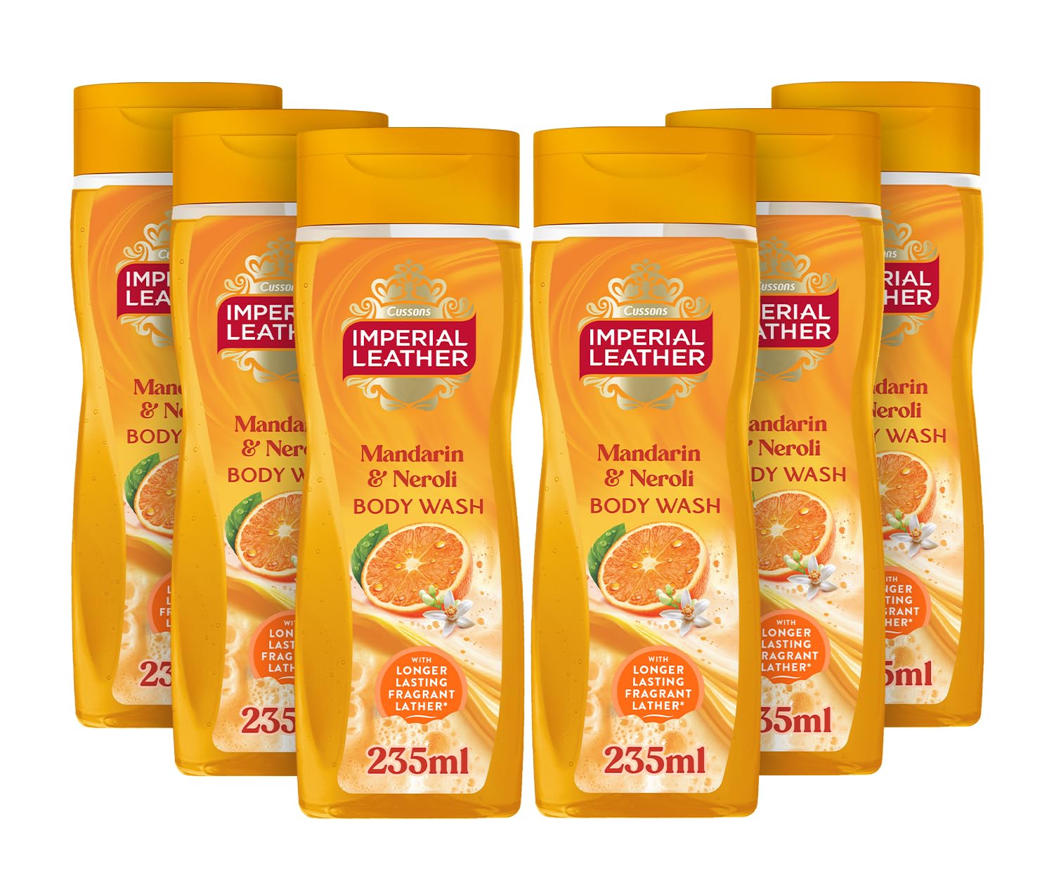 Imperial Leather Mandarin & Neroli Body Wash Shower Gel, Rich Creamy Lather & Long-lasting Luxury Fragrance, Vegan & Cruelty Free (6 x 235ml)
