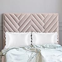 Vista 2 de PiccoCasa Juego de 2 fundas de almohada de lujo con volantes, fundas de almohada retro sedosas con volantes, fundas de almohada de satén de 85 GSM