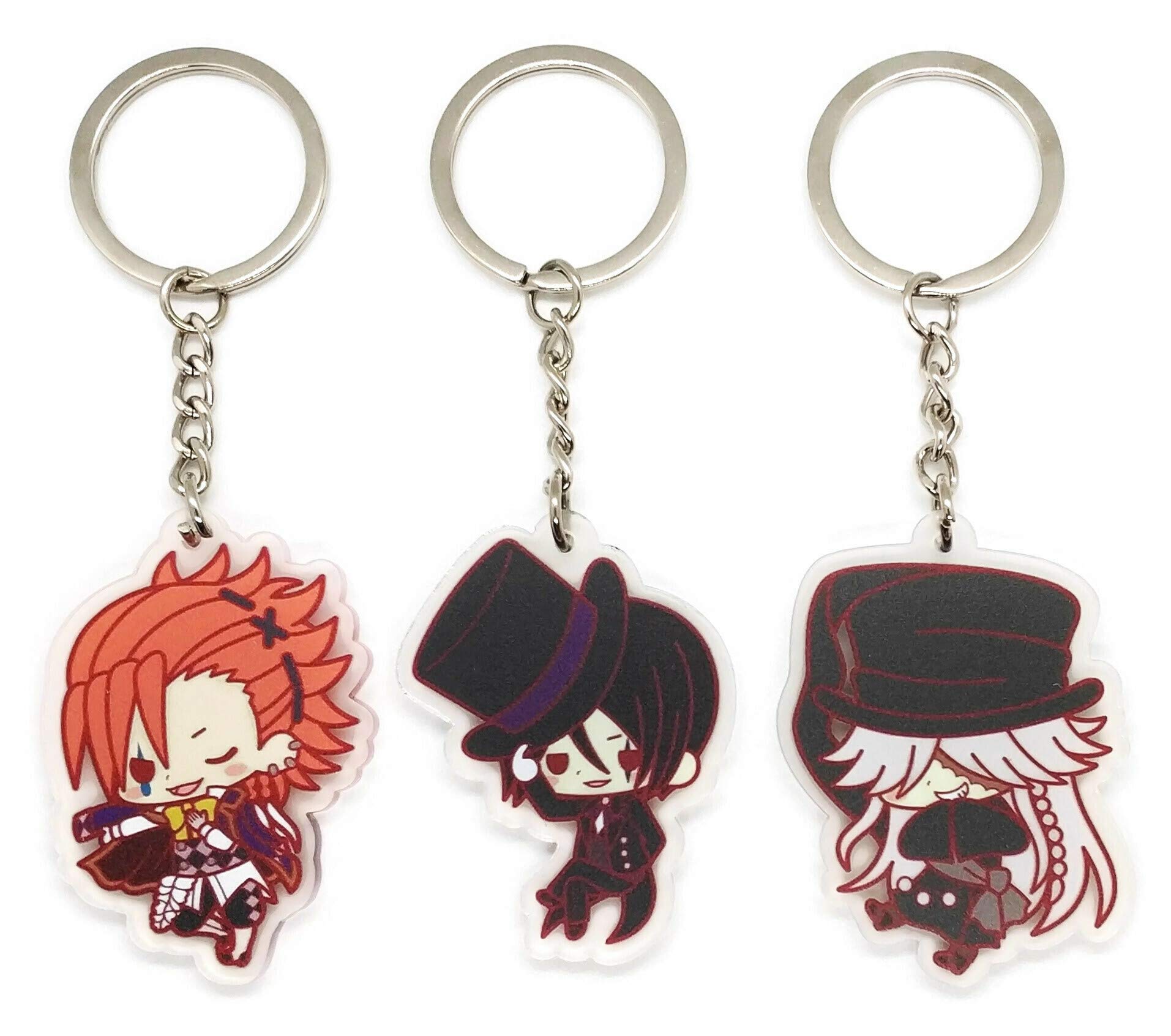 EBTY DREAMSInc. - Set of 3 Black Butler Kuroshitsuji Acrylic Keychain Sebastian Michaelis, Joker, Undertaker