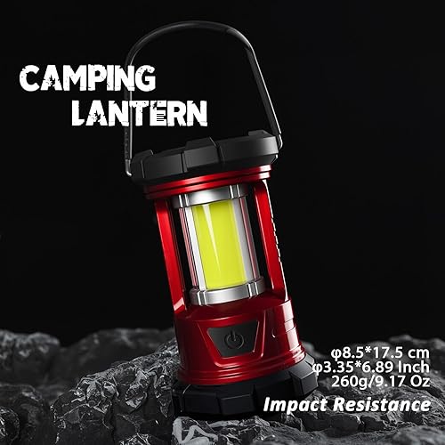 Miniatura 5 de Linternas de camping recargables, luz de campamento de 1500 lm con cargador de teléfono, linternas compactas portátiles, impermeables, para